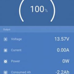 Victron Energy BMV 712 Bluetooth interface mobile app showing SoC on LiFePO4 battery plant