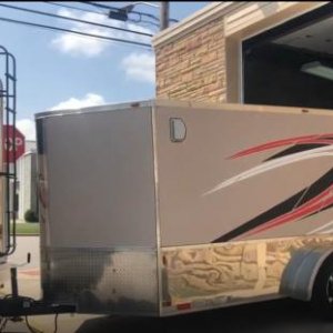 Thor Trailer Pulling Out of the Garage