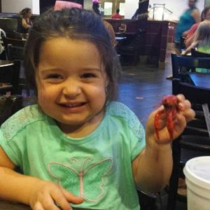 Kyleigh holding crawfish