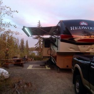 Camping on our way home with our new Redwood at Lac le Jeune Provincial Park, near Kamloops, BC, Canada.