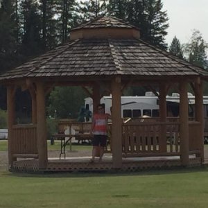 Gazebo, Firpit & Pond with trickling stream behind our site 42