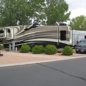 Really pretty RV park near Zion NP, but kind of tight getting out of there. Got some scratches from a tree getting out.