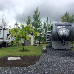 Lot at the camping Au pied du mont at St-Jean-Baptiste, Québec, Canada.