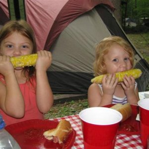 Yummy corn and camping!