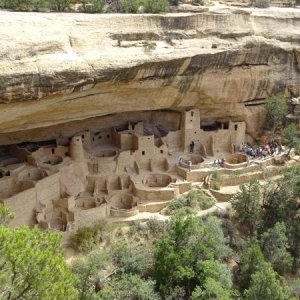 "Cliff Palace", one of the ancient Pueblo cliff dwellings in Mesa Verde National Park near Cortez, Colorado.