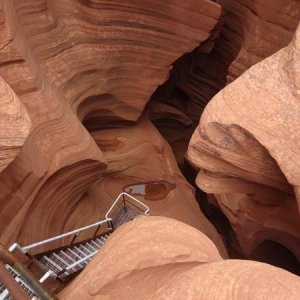 The stairs going down into Lower Antelope Canyon, Page, Utah.