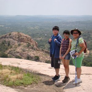 My wife, nephew, and niece, on top of the rock.