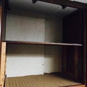 cut the new shelf to fit the cabinet precisely. realized a couple of cabinets were plenty tall enough, and a shelf would make things easier. Used 1/4 