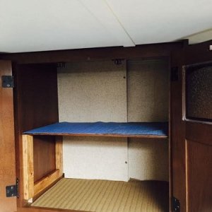 realized a couple of cabinets were plenty tall enough, and a shelf would make things easier. Used 1/4 inch plywood, it will be plenty strong.