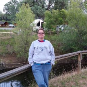 Cassie by the fishing pond.