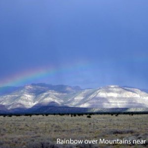 Rainbow over the mountains near Arches NP, Moab, Utah.