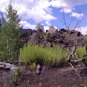 This is looking east, across the lava fields a bit north of Sunset Crater (the youngest volcano in the U.S.).