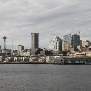 Part of the Seattle skyline from the ferry boat.