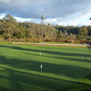 The putting green, bocce ball, horseshoe area.