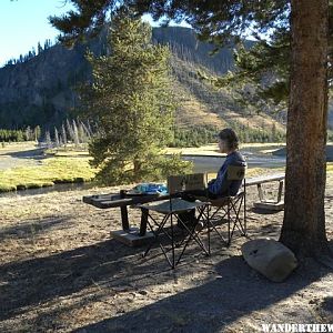 dinner ,overlooking the junction of the Gibbon and Firehole rivers