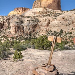 Golden Throne and "End of Trail" sign