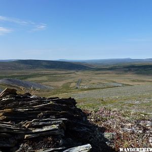 Campsite Picture center, hiking beside the Dempster