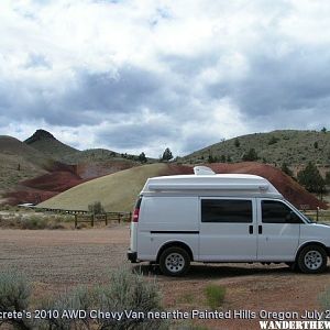 Accrete's AWD Chevy van at the Painted Hills, Oregon