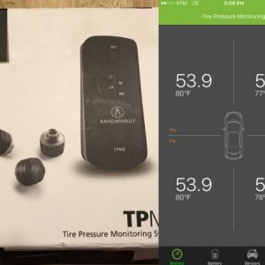 Added TPMS system. Only good for (4) tires but since I can't get to the internal tire stem (what I really need to monitor) 4 wheels will suffice for n