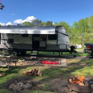 May 7th, Salt Fork State Park Campground - Section Lower-F site#22. Friday/Saturday were nice days, cool and muddy trails but the rain held off until 