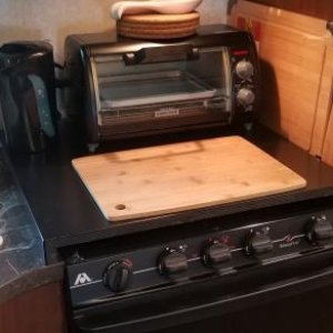 New wooden stovetop cover.