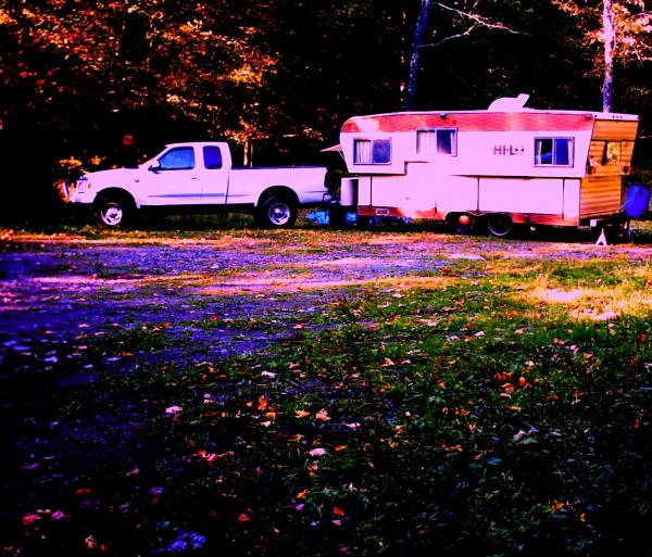 2001 F 150 & 1978 Hi Lo camper celebrate turning 54 in The Pittstown State Forest,N.Y.S. 10 5 11  10 11 11 campsite 6 days 6 nights me & Ruby