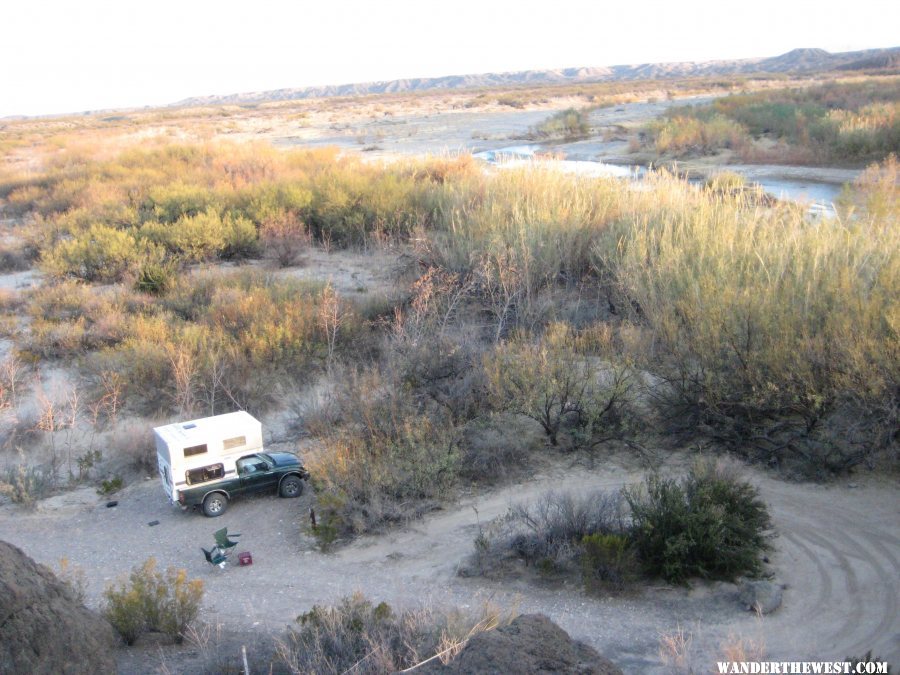 A campsite by the mighty Rio Grand