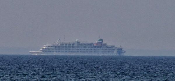 A cruise ship in the Straits of Mackinaw