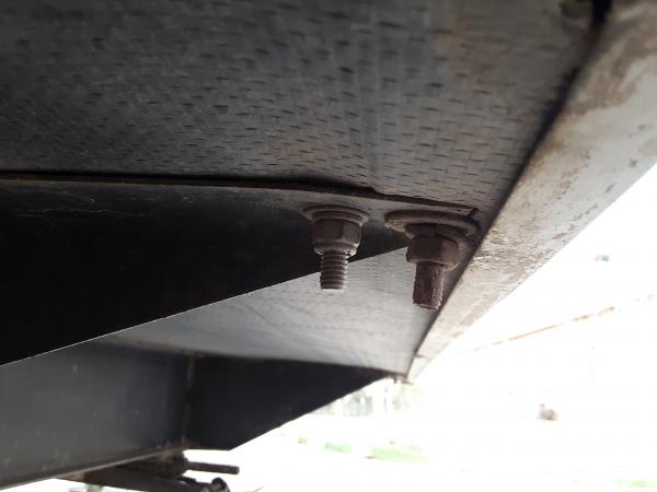 A few years ago I found that most of the bolts securing the camper to the trailer frame were loose. I could not tighten them because they have a large