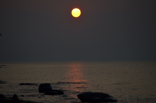 Approaching sunset on Lake Superior at Porcupine Mountains State Park