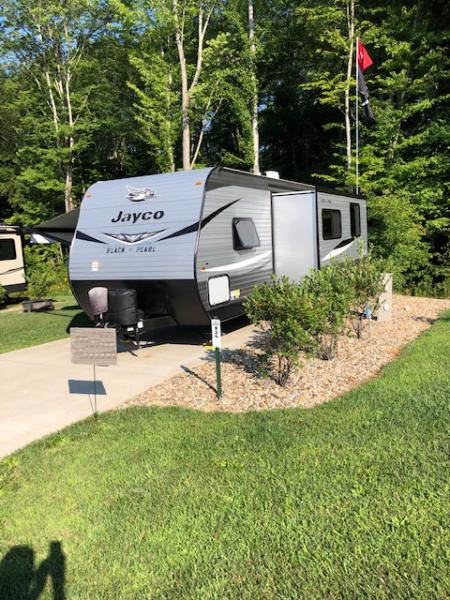 Atwood Lake Site 924 in Section H. Great landscaping, full hook-ups, concrete pads with patio space under the awning. Also additional pad space for to