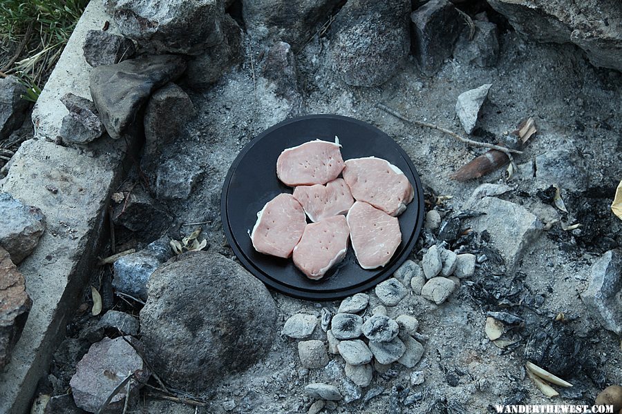 Browning chops on dutch oven lid