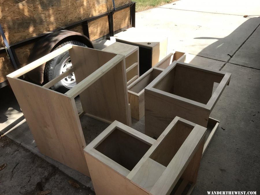 cabinets completed, ready for stain and finish