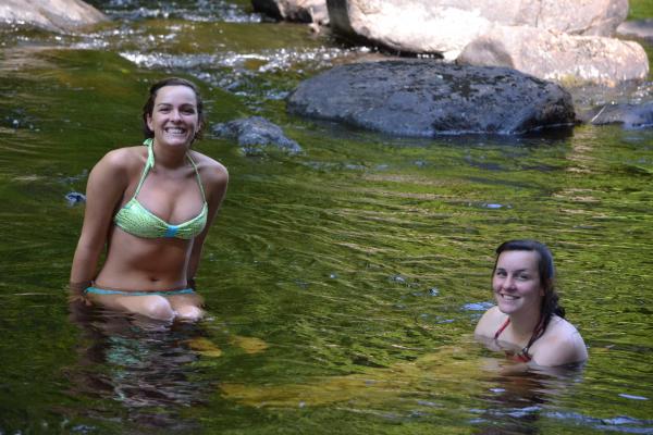 Casey and Korie cooling in the river Waterford ME