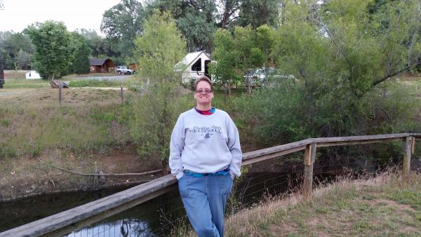 Cassie by the fishing pond.