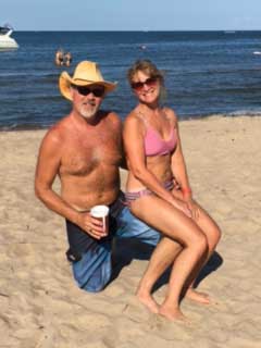 Cedar Point Beach - Me and my best camping partner. Great afternoon at the beach. A bit of a walk from Lighthouse Point but they do have a regular shu