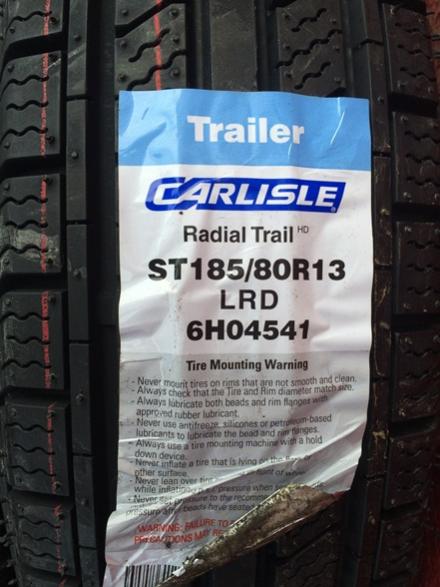 Changed the old bias ply tires out to new Carlisle Radials. 
No more worries about tire rot now that all five are new.