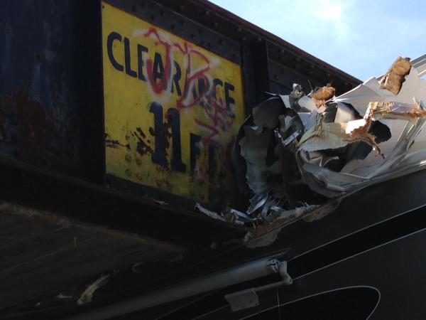 CLEARANCE SIGN RUSTED AND COVERED OVER WITH GRAFFITI