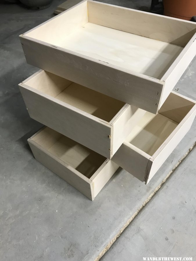 Completed drawer boxes