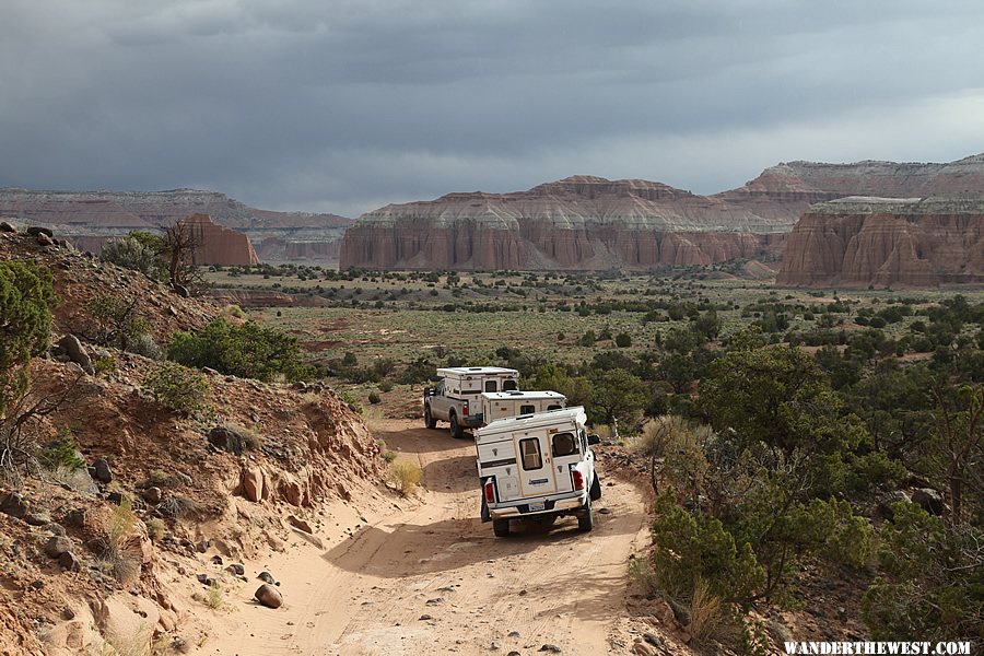 Descending into Cathedral Valley