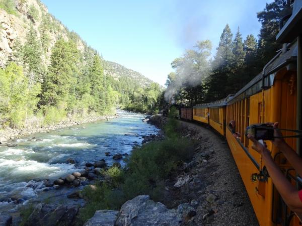 Durango-Silverton Narrow Gage Railroad steam train.