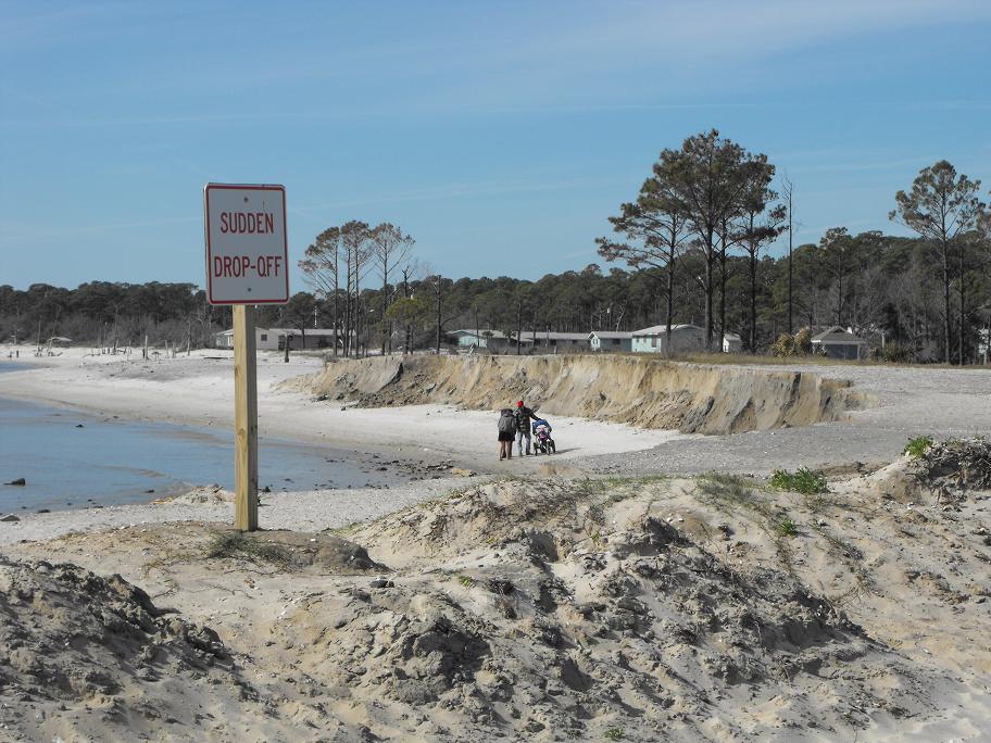 Erosion of beach by huricanes