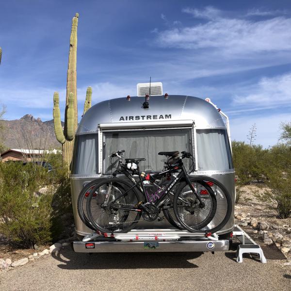 Fiama Bike Rack on 25' Airstream Flying Cloud.