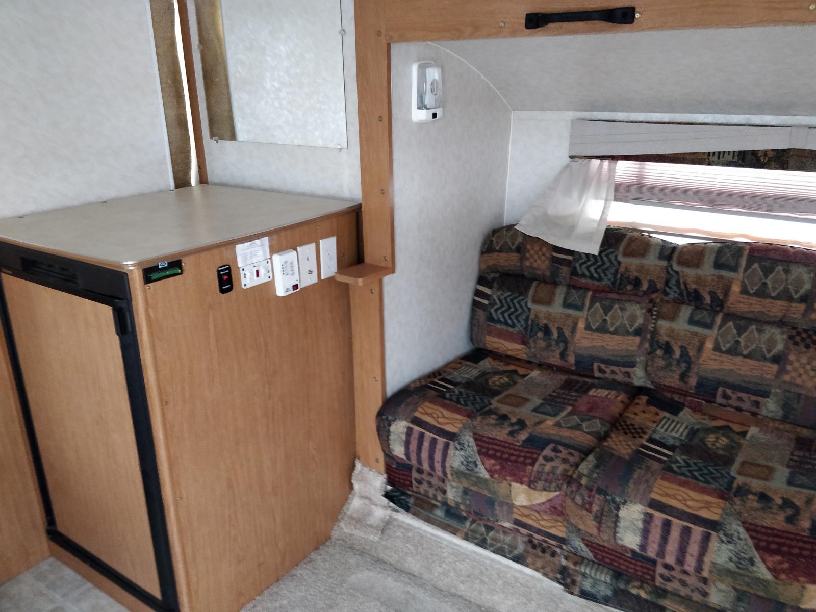 FOLD OUT BED, FRIDGE