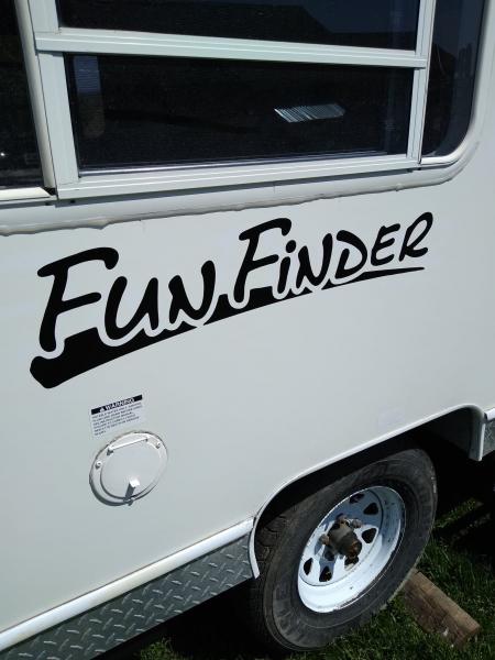 Found FunFinderX decals on eBay, so picked up three in black and removed the "X". It works.