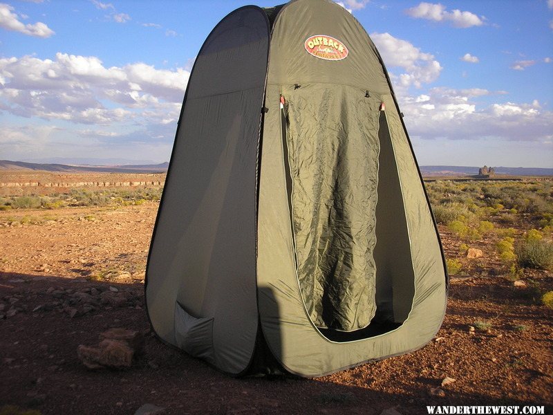 Front view of our Outback Porta Privy