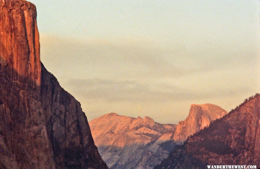 Half Dome and El Cap at sunset