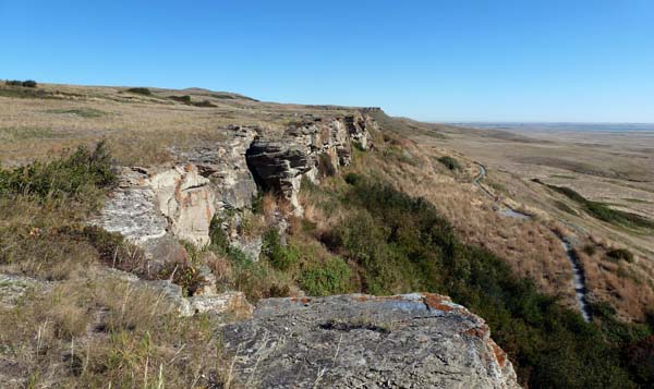 "Head Smashed In Buffalo Jump" in Alberta, Canada. The Indians used to stampede the buffalo towards this cliff. When they (the buffalo) fell over the 