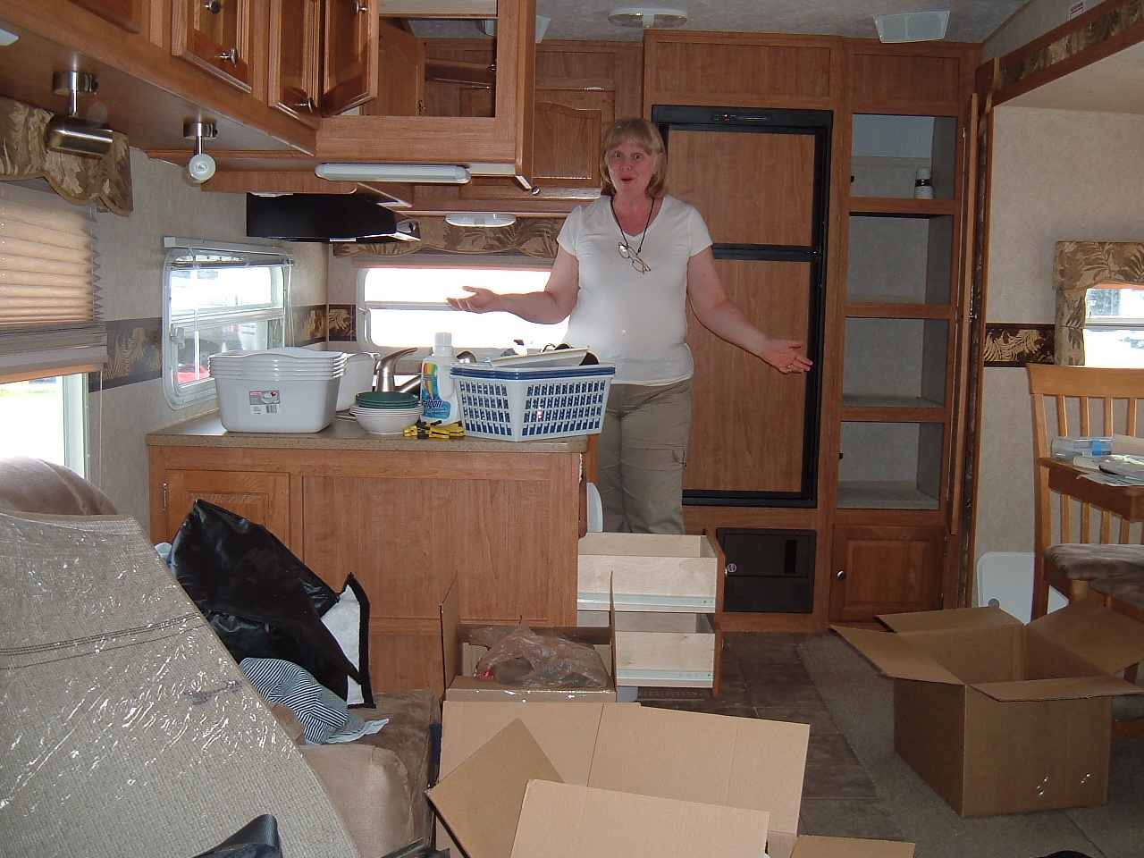 Kathy in her new kitchen!!