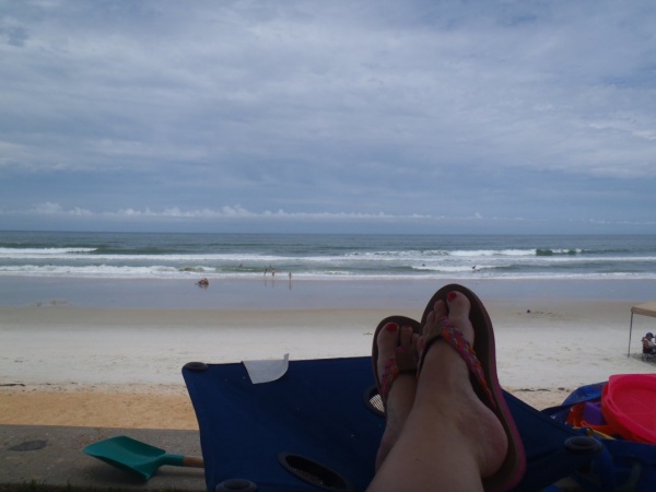 Kids play in the surf while I relax from above